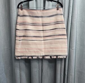 LOFT Cream Mini Skirt with Navy and Soft Pink Stripes